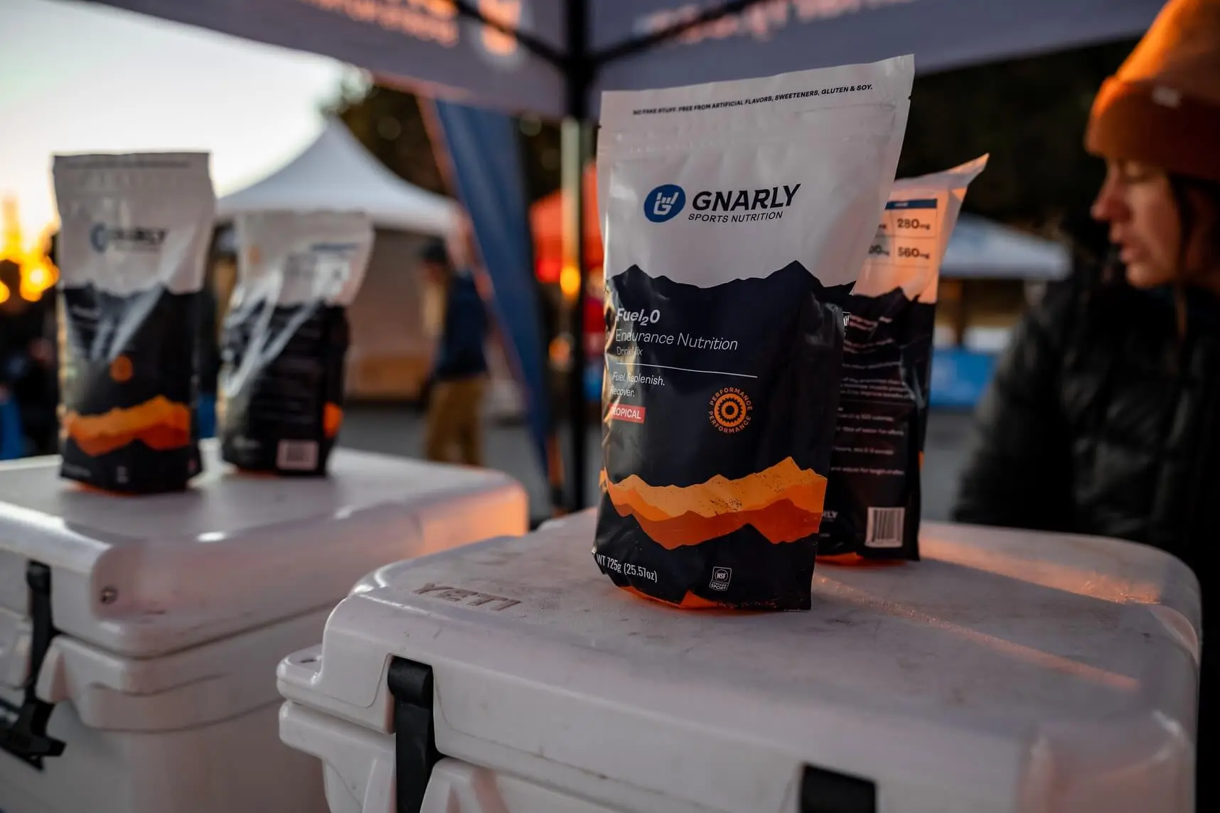 Gnarly Nutrition supplement lineup including pre-workout, vegan protein, and hydration mix